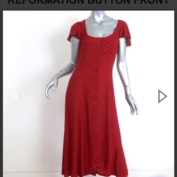Reformation Synthetic Harbor dress in red - Picture 2 of 16